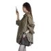 Elegant Striped Slit For Women, Spring And Autumn 2025 New Style, Loose-fitting Shirt With A Unique Design, Niche Top_ecoleips.com