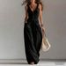Summer New Arrival Women's Solid Color Button Pocket Casual Overalls Loose Fit European American Style Jumpsuit Romper_ecoleips.com