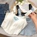 Printed Camisole Base Vest With Chest Pads, Slimming Gathered Top, Wearable Outside, Sexy Sleeveless Top_ecoleips.com