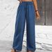 Suitable For All Seasons 2025 Women's Solid Color Pleated Waist Loose Wide-Leg Straight Pants_ecoleips.com