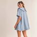 European And American Independent Site Women's Denim 2025 Summer New Style Turn-down Collar Loose Ruffle Dress_ecoleips.com