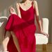 Acetate Satin Summer New Strap For Women V-neck Blazer Inner High-end Elegant Slimming Silk Long Dress_ecoleips.com