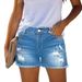 Women's High Waisted Denim Shorts Distressed Slimming Versatile Frayed Hem Trendy European American Style 2025 New_ecoleips.com
