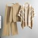 Women's Clothing New Style For Autumn And Winter Lazy Style Knitted Sweater Shawl Cape Wide Leg Pants Three Piece Suit_ecoleips.com