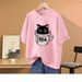 plus Size Women's Short Sleeve T-Shirt Cute Cartoon Print Flowy Loose Fit Tummy Control Casual Top for Curvy Figures_ecoleips.com