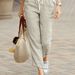 Women's Clothing Spring and Autumn New Style Solid Color Loose Casual Drawstring Elastic Waist Cotton and Linen Trousers_ecoleips.com