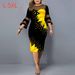 Plus Size Mesh Patchwork Dress – Digital Print Streetwear Maxi Dress With 3/4 Sleeves – Curve-Embracing Fit For Bold Women (6 Vibrant Colors)_ecoleips.com