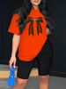 Summer Women's Casual And Fashionable Bee Bow Printed Round Neck Loose T-shirt+shorts Two-piece Sportswear Suitable For Daily Wear-26_ecoleips.com