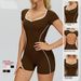 Women's Clothing Women's Color Blocked Nude Feel Bodysuit Hollowed Out Back Tight Fitting Sportswear For Running Exercise Yoga_ecoleips.com