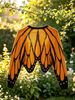 Orange Black Butterfly Print Open Pit Rib Knit Cardigan, Loose Lightweight Breathable Soft Skin-touch Cropped Air Conditioning Jacket_ecoleips.com