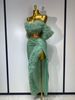 Women Sparkly Sequ Top Long Skirt Two Pieces Set Festival Celebrate Evening Party Luxury Birthday Nightclub Stage Outfit J1A0_ecoleips.com
