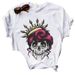 Summer Women's Clothing Spring/Summer Floral Skull Simple Retro Plus Size Round Neck Short Sleeve T-Shirt For Women_ecoleips.com