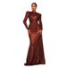 Verve Evening Sleeve Elegant Round Neck Sexy Slim Fit Long Sequin Party Bridesmaid Dress For Women_ecoleips.com