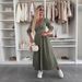 Women's Clothing Fashion Long Skirt V Neck Short Sleeve Loose Denim Long Button Dress_ecoleips.com