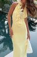 Women's Clothing V Neck Halter Neck Solid Color Dress Slim Three Dimensional Lace Decoration Female 8143_ecoleips.com
