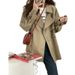 Women's Short Trench Coat – Korean-Inspired Belted Jacket With Stacked Collar (Khaki/Black, S/M/L/XL)_ecoleips.com