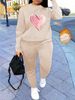 Women's Autumn And Winter Hip-hop Casual Street Heart-shaped Printed Round Neck Sports Shirt+sports Pants Set-496_ecoleips.com
