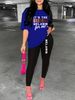 Women's Casual And Fashionable MELANIN Letter Pattern Printed Loose T-shirt+cropped Pants Two-piece Home Sportswear Daily Wear-228_ecoleips.com