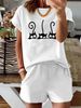 Women’s 2 Piece Outfit Set – Oversized Graphic T-Shirt And Biker Shorts Matching Set, Casual Summer Lounge Tracksuit For Daily Wear-298_ecoleips.com