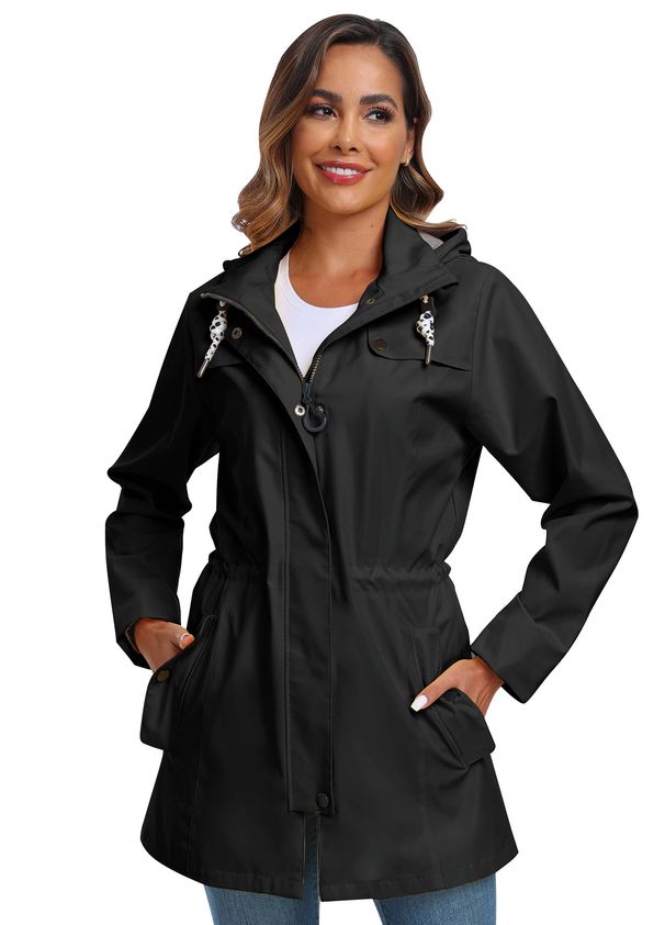 Oversized Hooded Long Rain Jacket, Thin Waterproof Transitional Outerwear In Women, Spring & Autumn Daily Coat_ecoleips.com