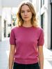 Lightweight Airy Solid Crew Neck Loose Short Sleeve Knit Tee_ecoleips.com