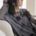 Women's Korean Style Loose Fit Tie Dye Mesh Top Semi Sheer Long Sleeve T-Shirt Stylish Sun Protection Base Layer Thin_ecoleips.com