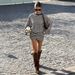 Y2K Striped Lounge Set - Oversized T-Shirt & Shorts Comfy Two-Piece Outfit For Women (Khaki, S-XL)_ecoleips.com