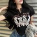 Printed Short Sleeved T-shirt For Women With A Sense Of Design. 2025 Summer New Irregular Spicy Girl Short Style Student_ecoleips.com