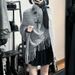 Two-Piece Set/Single Piece Lazy Loose Tassel Design Pullover Sweater + College Style Pleated Skirt Set For Women_ecoleips.com