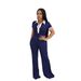 Women's Clothing Spring And Summer Leisure Suit Polo Collar Top High Waist Wide Leg Pants Contrast Color Leisure Two Piece Suit_ecoleips.com