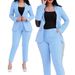 2026 Cross-border Women's Solid Color Slim Fit Casual Fashion Waist-Cinching Double-Breasted Two-Piece Suit Set Black_ecoleips.com