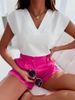 Women's Clothing Wish Summer Solid Color Short Sleeved V Neck Ladies Shirt Shirt Women's Clothing_ecoleips.com