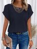 Women's Lace Trimmed Patchwork Short Sleeve T-Shirt Europe & America Spring/Summer New Arrivals In Stock_ecoleips.com