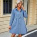 European And American Cross-Border Trade Wish Spring New Washed Loose Casual Denim Mid-Length Dress For Women_ecoleips.com