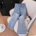 Women’s Clothing Light Blue Hot Diamond Flared Jeans For Women Spring New Elastic Slim All Match Flared Horseshoe Trousers_ecoleips.com