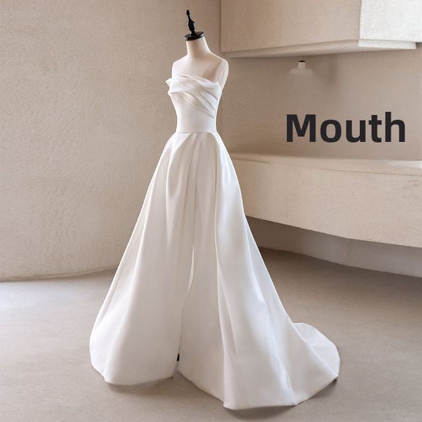 Satin Wedding 2026 New Simple Forest Style Super Fairy Outdoor Gown Elegant Slimming French Strapless Dress_ecoleips.com