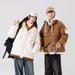 Men's Winter Two-Piece Hooded Puffer Jacket With Graphene Lining, Thickened Streetwear Coat For Teens & Couples (Caramel/Black/Cream/Coffee)_ecoleips.com