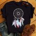 Cross-border Supply Of Dreamcatcher, White Large-size Letter Print Short-sleeve Top, Women's Round-neck T-shirt_ecoleips.com