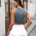 K New Zipper Denim Vest Short Tank Top_ecoleips.com