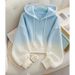 2026 New Blue Gradient Hooded Sweatshirt Jacket, High-End Autumn Fashion For Women, Unique And Super Stylish Top_ecoleips.com