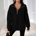 Women's Clothing Fashion Zipper Lapel Solid Color Casual Women's Sweatshirt_ecoleips.com