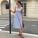 French Style Slim Waist Sleeveless Halter Neck Long Dress Color Block Striped Casual Fashion For Women_ecoleips.com