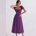 2025 New Fashion Puff Sleeve Floral Lace-up Slit Long European And American Style Women's Summer Dress_ecoleips.com
