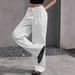 Women's Clothing Spring And Autumn New Fashion Drawstring High Waist Drape Casual Wide Leg Trousers_ecoleips.com