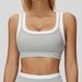Nude Feel Faux Two Piece Sports Bra Ribbed Color Block Yoga Fitness Running Bra Style_ecoleips.com