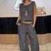 Linen Blend Sleeveless Top & Pants Set – Women's Casual Lounge Outfit (S-XXXL)_ecoleips.com