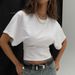 Women's French-Inspired Oversized T-Shirt Flowy Summer Top Slimming Fit Sweet-Spicy Shoulder Detail_ecoleips.com