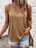 K Tank Top Women's Loose V-neck Sleeveless Comfortable T-shirt For Women. No Necklaces Or Other Accessories_ecoleips.com