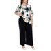 Plus Size Women’s 2-Piece Set – Floral Print Tops & Palazzo Pants, Elegant Office Wear For Mature Ladies (0XL-4XL, Polyester, Wrinkle-Free)_ecoleips.com
