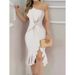 2024 New Cross-Border European American Women's Fashion Solid Color Backless Ruffle Slim-Fit Long Dress For Banquets And_ecoleips.com